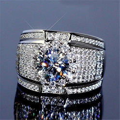 Kim Thomas White Zircon Stone Finger Ring 925 Sterling Silver Vintage Ring for Women&Men Wedding Bands Party Accessories