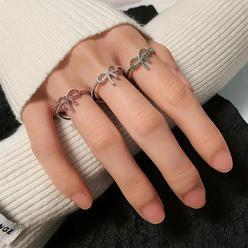 Kim Thomas Hot-selling supply micro-paved zircon bow fashion design light luxury style women's index finger ring