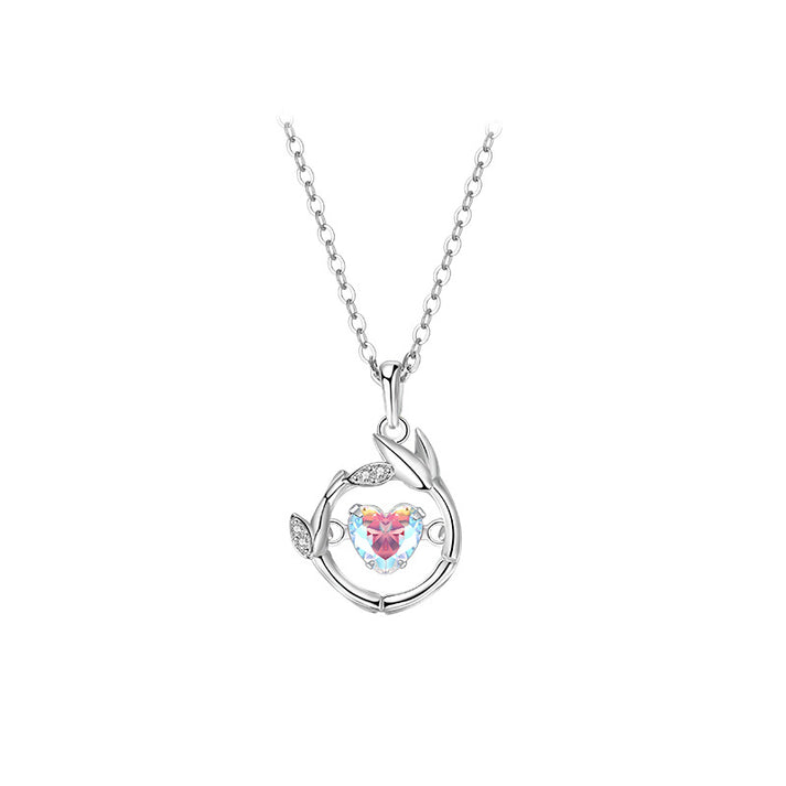 Heart-beating necklace colored zirconium
