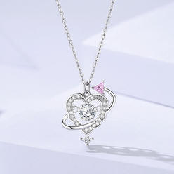 Kim Thomas Heart necklace for women s925 silver love zircon clavicle chain light luxury versatile smart pendant Valentine's Day gift