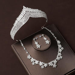 Kim Thomas Crystal Bridal Jewelry Sets Rhinestone Crowns Tiaras Necklace Earrings Set Wedding Jewelry Set