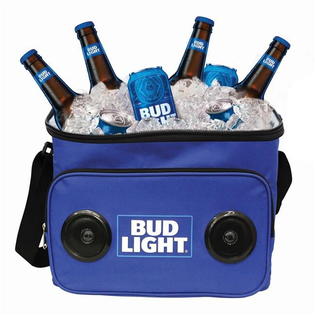 Bud Light Soft Cooler Bag With Built In Bluetooth Speakers Bluetooth Blue