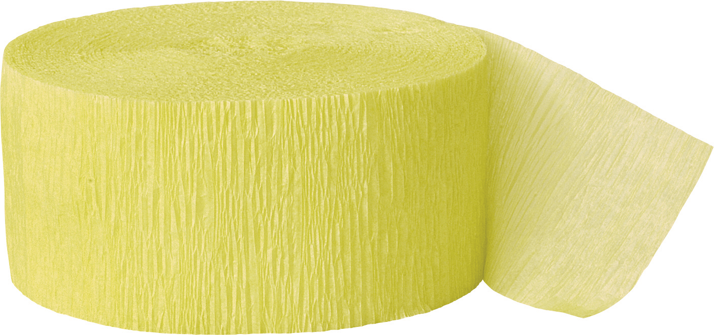 Unique Crepe Paper Party Decor Roll Solid 81' Streamers, Canary Yellow