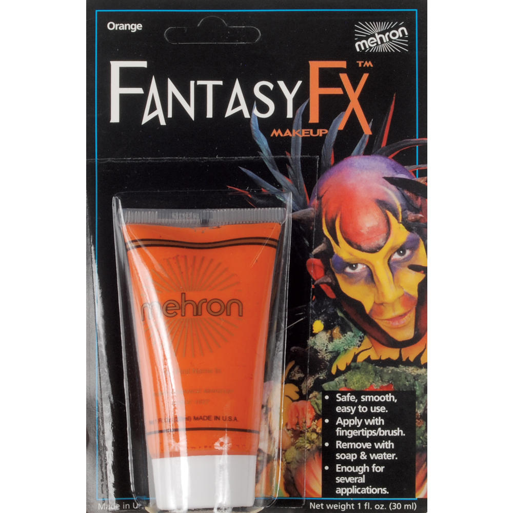 Mehron Fantasy FX Tube Water Based Face Paint 1oz Cream Makeup, Orange