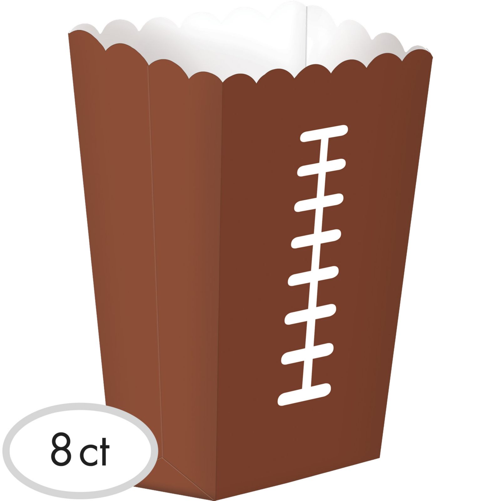 Amscan Large Football Party Supply Snack 7.5" Popcorn Box, Brown, 8 CT
