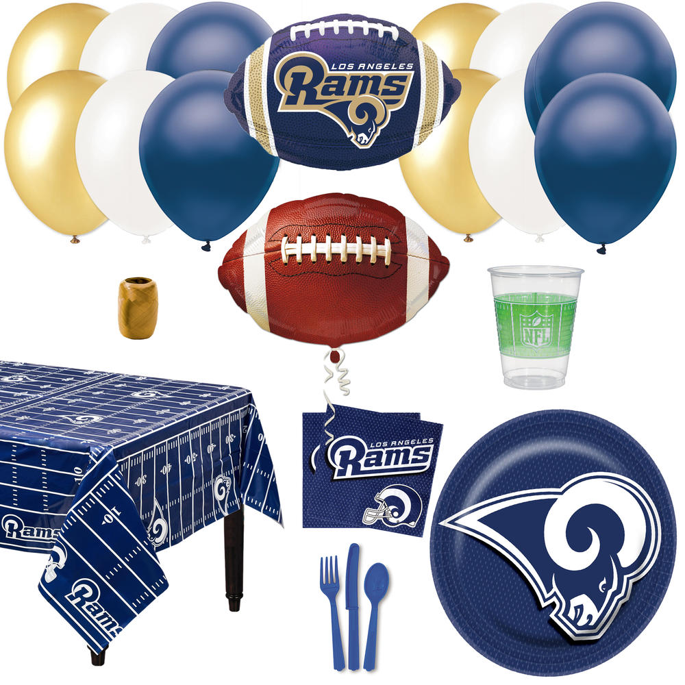 Veil Entertainment Los Angeles Rams Football Decoration 66pc Party Pack, Navy Blue White Gold