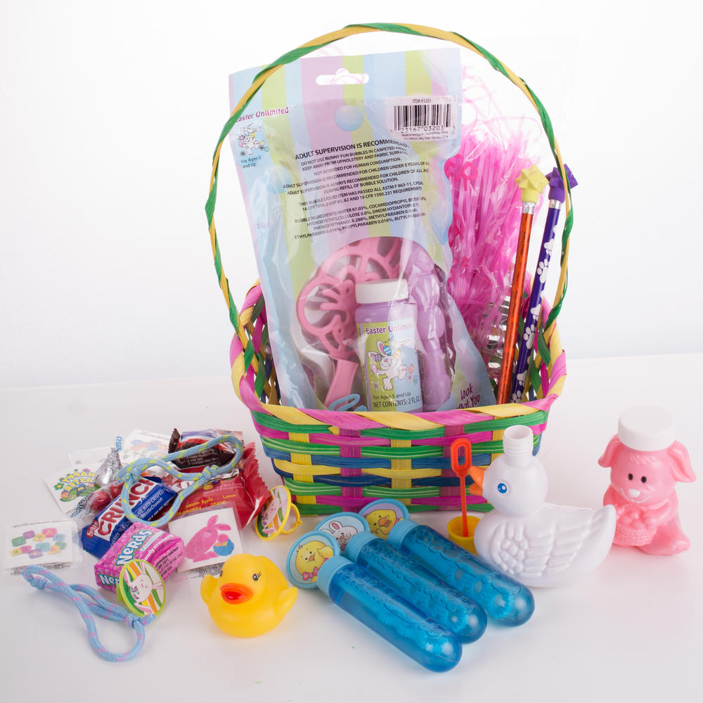 Veil Entertainment Spring Bunny Bubbles Rubber Duck Toddler 35pc Filled Easter Basket Gift Set