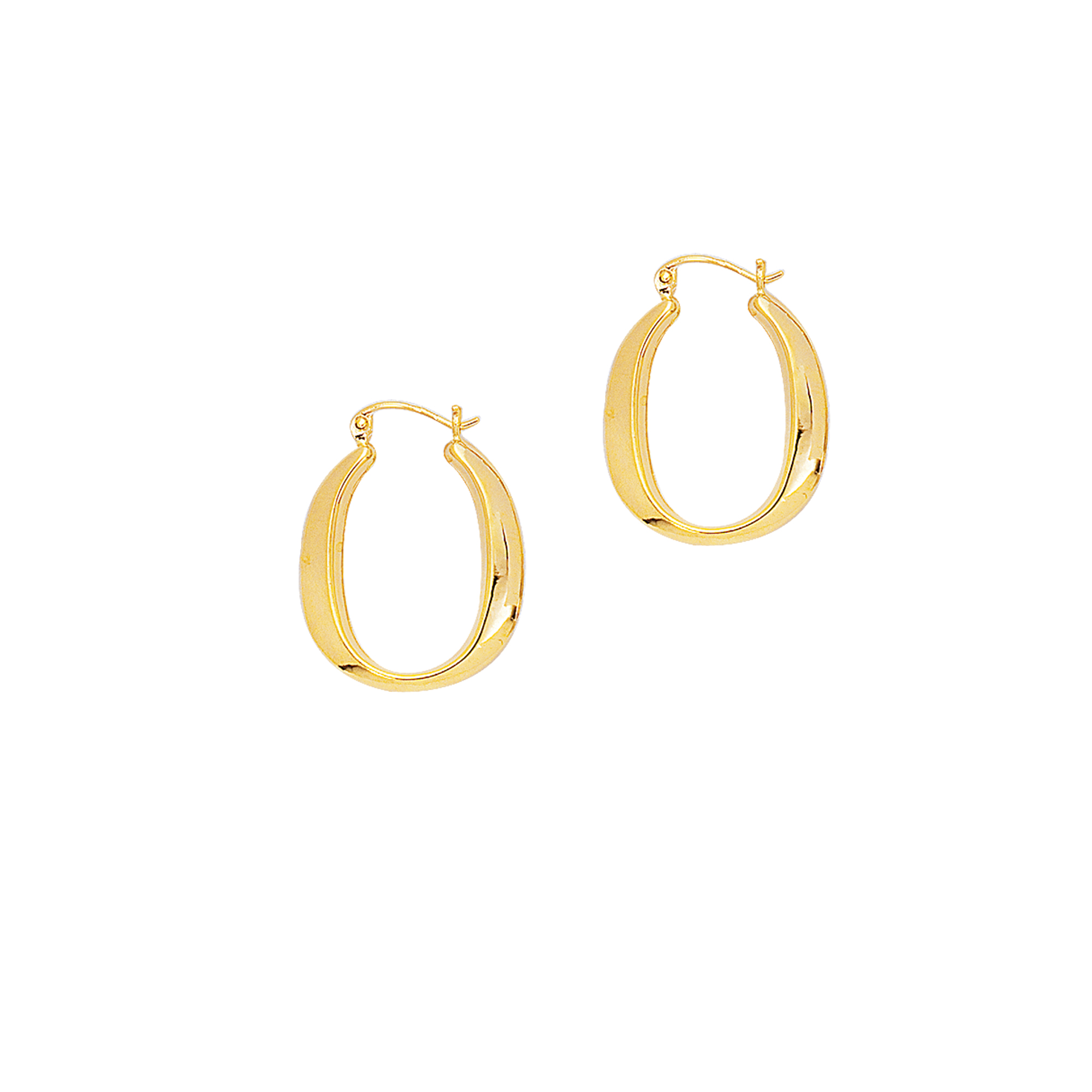 Salma Jewelry 14k Yellow Gold Shiny Oval Shape Symbolic Hoop Earring