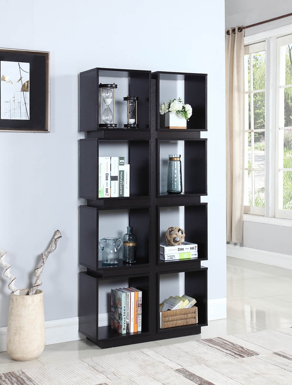 Coaster Modern Cappuccino Geometric Bookcase 801840