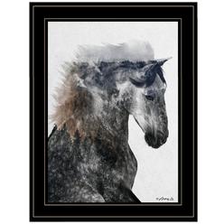 TrendyDecor4U "Proud Stallion" by Andreas Lie, Ready to Hang Framed Print, Black Frame