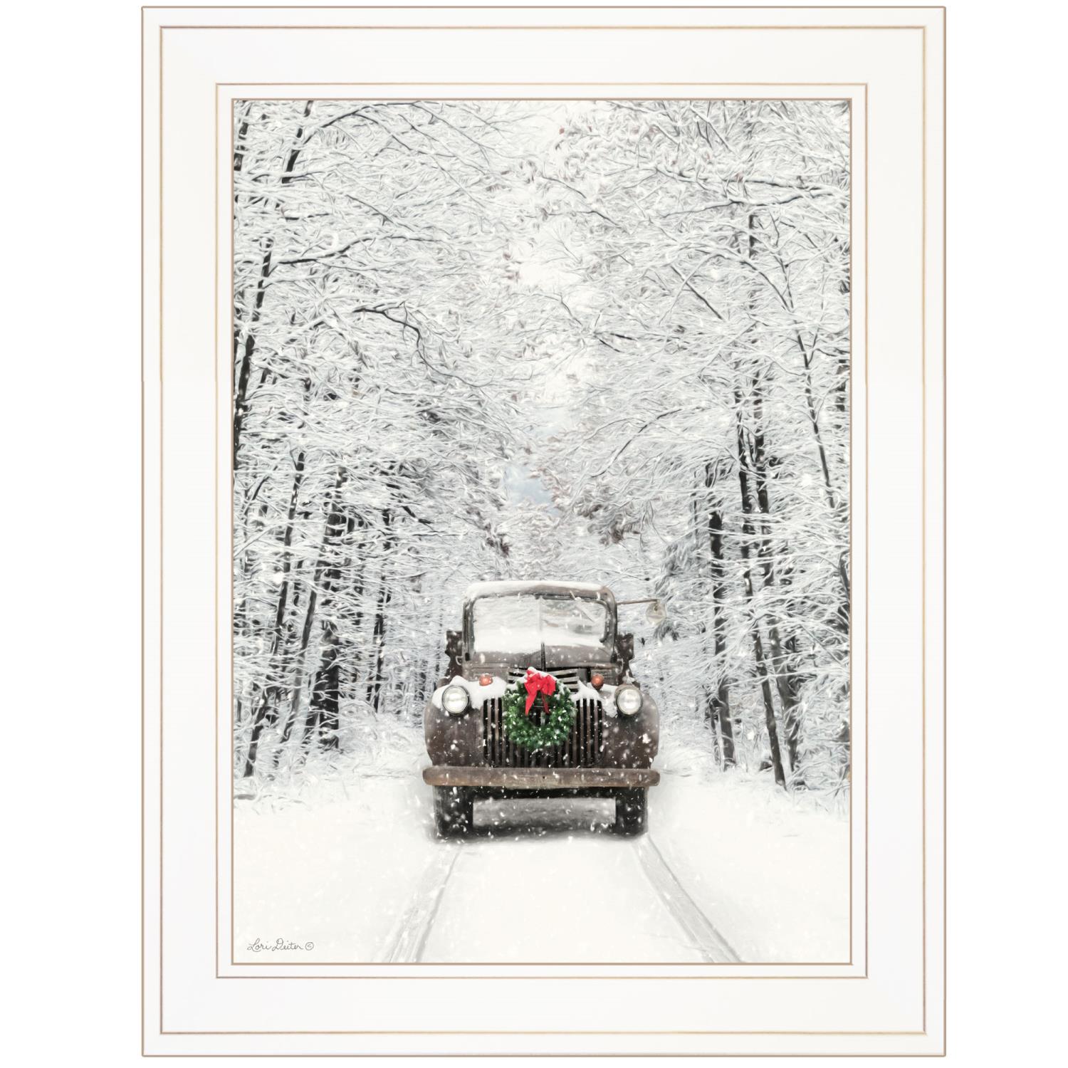 TrendyDecor4U "Antique Christmas by Lori Deiter, Ready to Hang Framed Print, White Frame