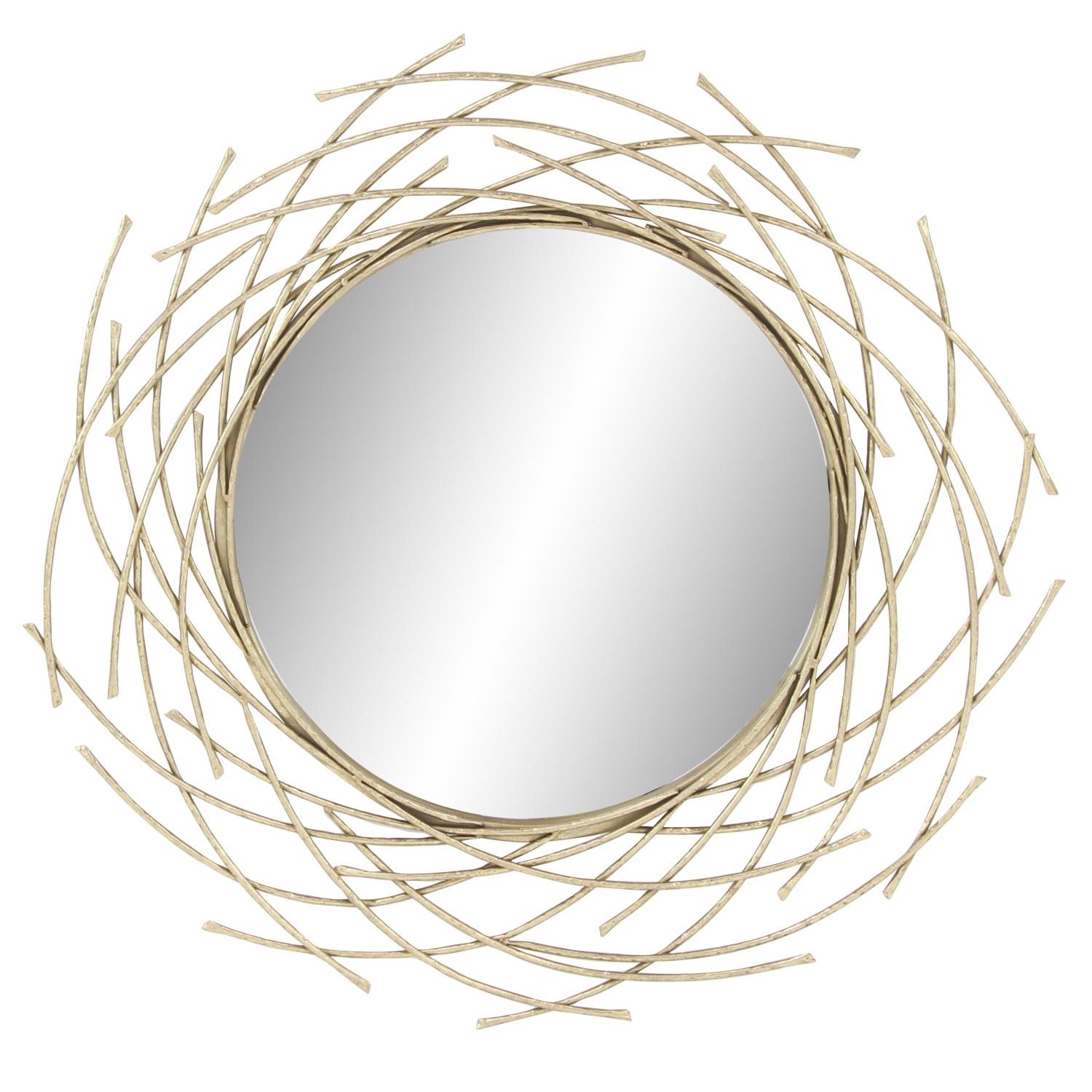 Zimlay CosmoLiving by Cosmopolitan 67098 Glam Style Decorative Round Metal Wall Mirror with Twig Silhouette Frame | 39â? x 39â?