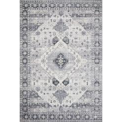 Loloi SKYESKY-02SIGY790V 7 ft. x 9 ft Oval. Skye Power Loomed Traditional Rectangle Rug&amp;#44; Silver &amp; Grey