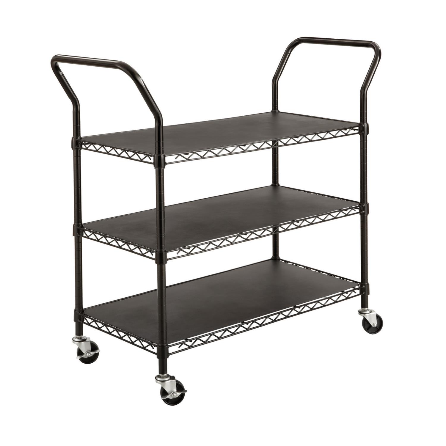 Safco Products Safco Wire Utility Cart With 3 Shelves In Black Finish 5338BL