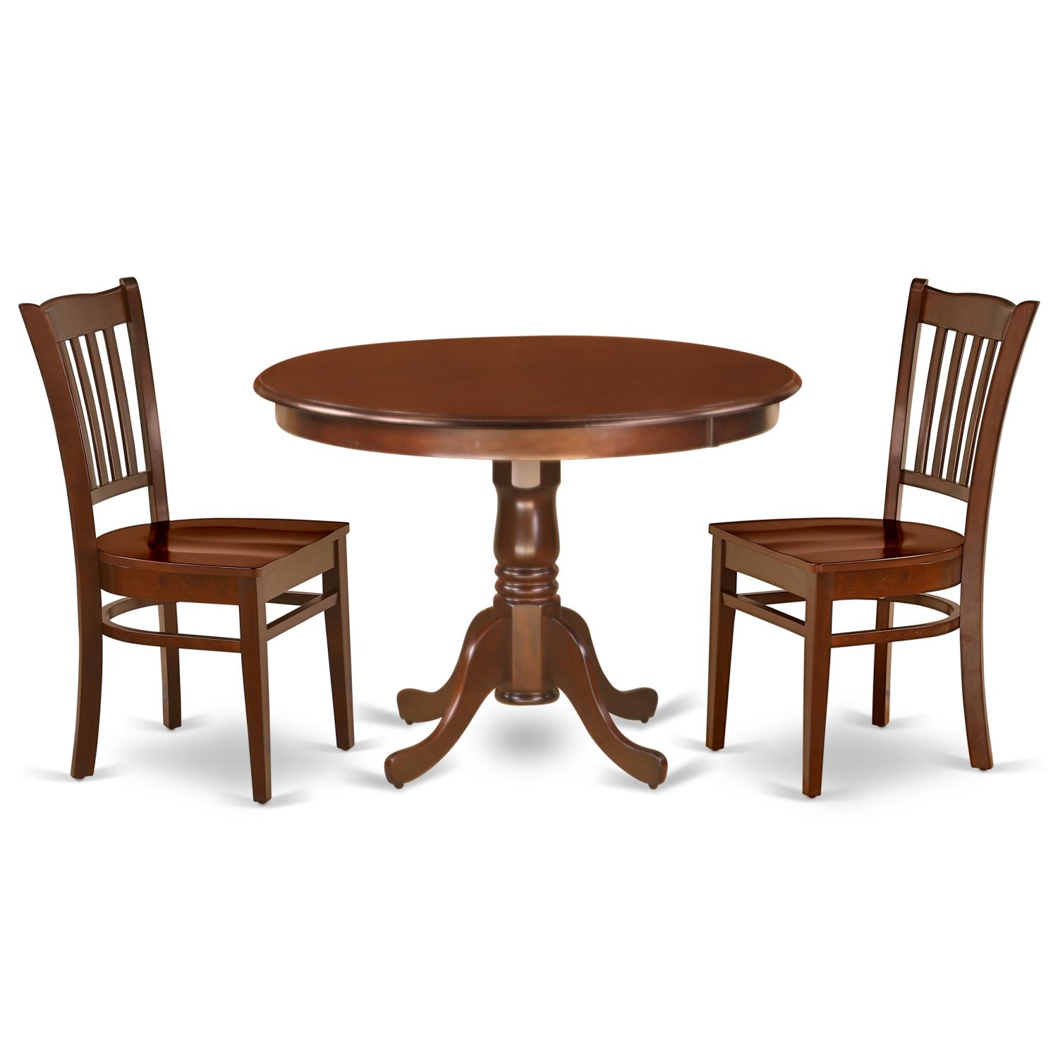 East West Furniture Hartland Wood 3-Piece Dining Set With Mahogany HLGR3-MAH-W