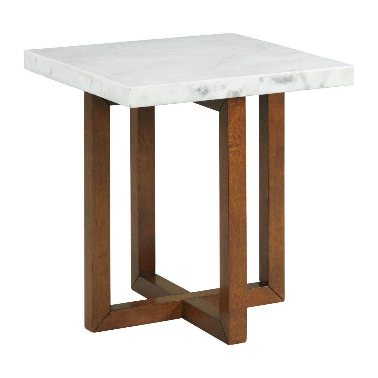 Elements Picket House Furnishings Meyers Marble Square End Table in White CTMS100ETE