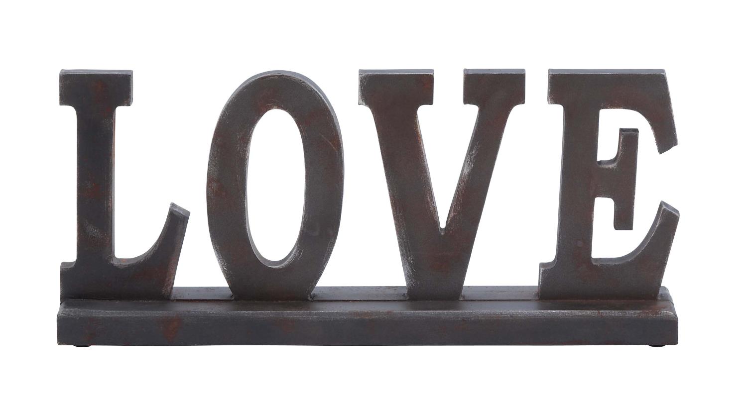Woodland Imports Wood Table Top Sign Placard That Says LOVE Chocolate Brown Accent Decor 93804