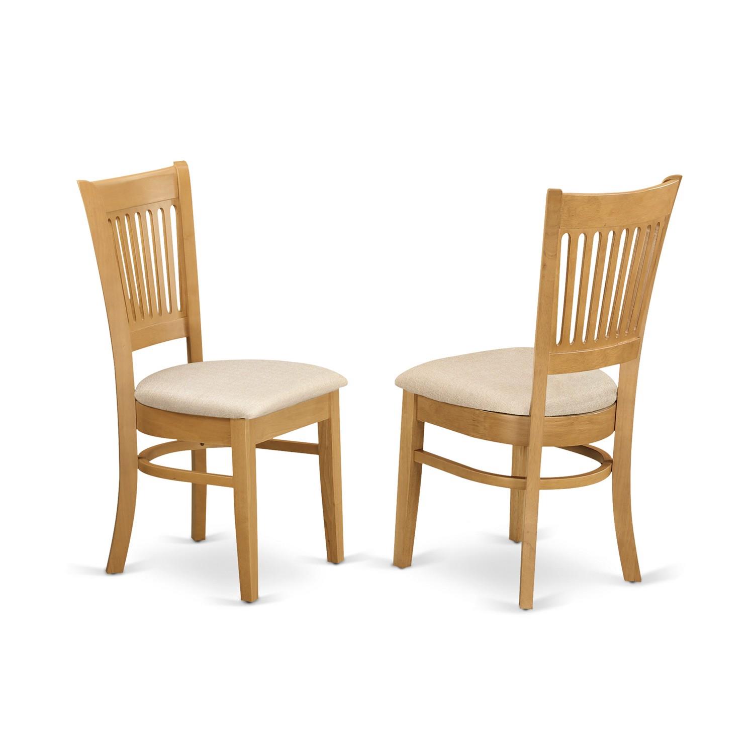 East West Furniture Set of 2 Chairs VAC-OAK-C Vancouver Microfiber Upholstered Seat Dining Chairs - Oak Finish