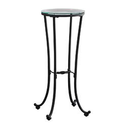 Monarch Specialties Accent Table, Side, End, Plant Stand, Round, Living Room, Bedroom, Metal, Tempered Glass, Black, Clear, Contemporary, Modern