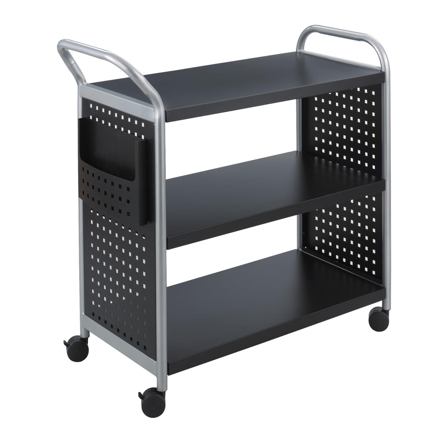 Safco Products 5339BL Scoot Steel Utility Cart, 3 Shelf, Silver/Black