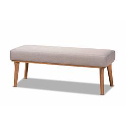 Wholesale Interiors Baxton Studio Odessa Mid-Century Modern Grey Fabric Upholstered and Walnut Brown Finished Wood Dining Bench