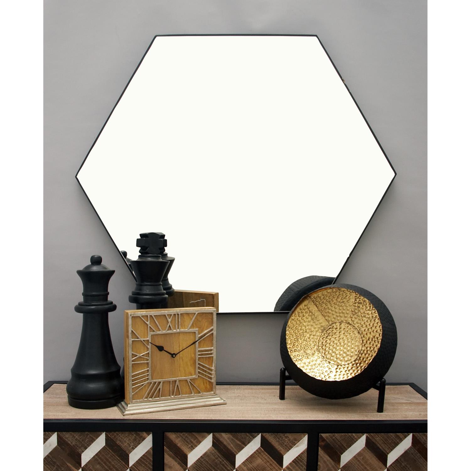 Zimlay Glam Hexagonal Wooden Framed Wall Mirror 60148