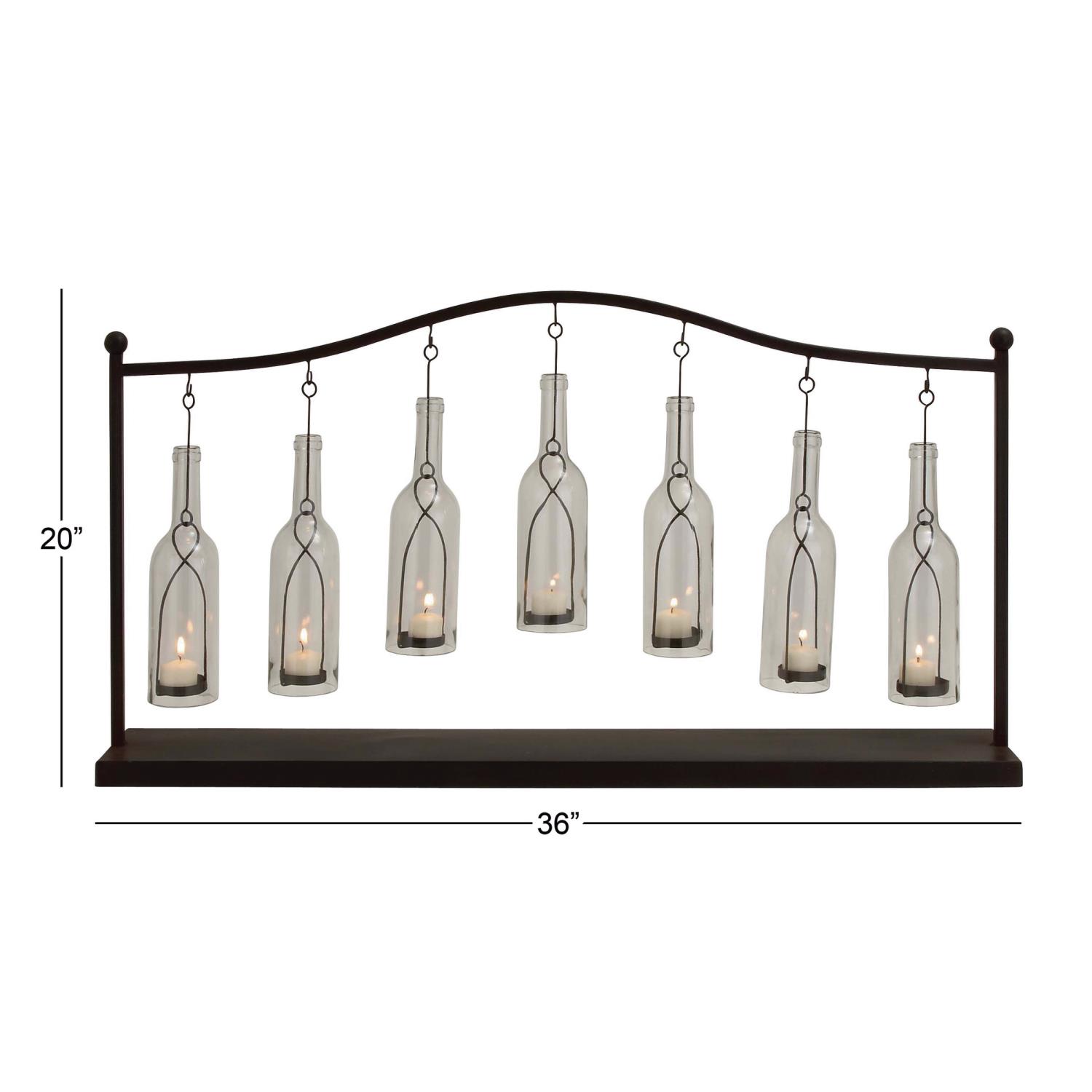 Zimlay Glass Bottles On Iron Stand Seven-Light Votive Candle Holder 55535