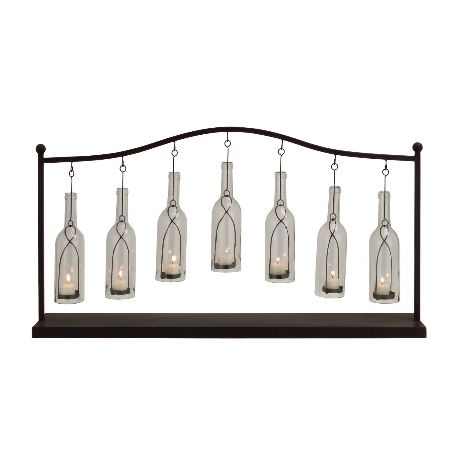 Zimlay Glass Bottles On Iron Stand Seven-Light Votive Candle Holder 55535