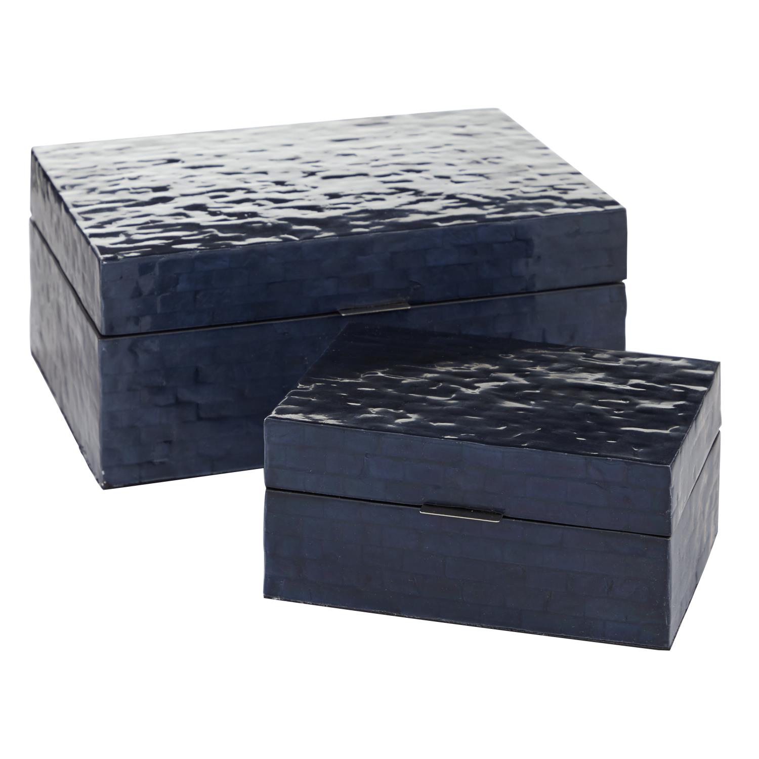 Zimlay Decorative Blue Shell Set Of 2 Boxes 84441