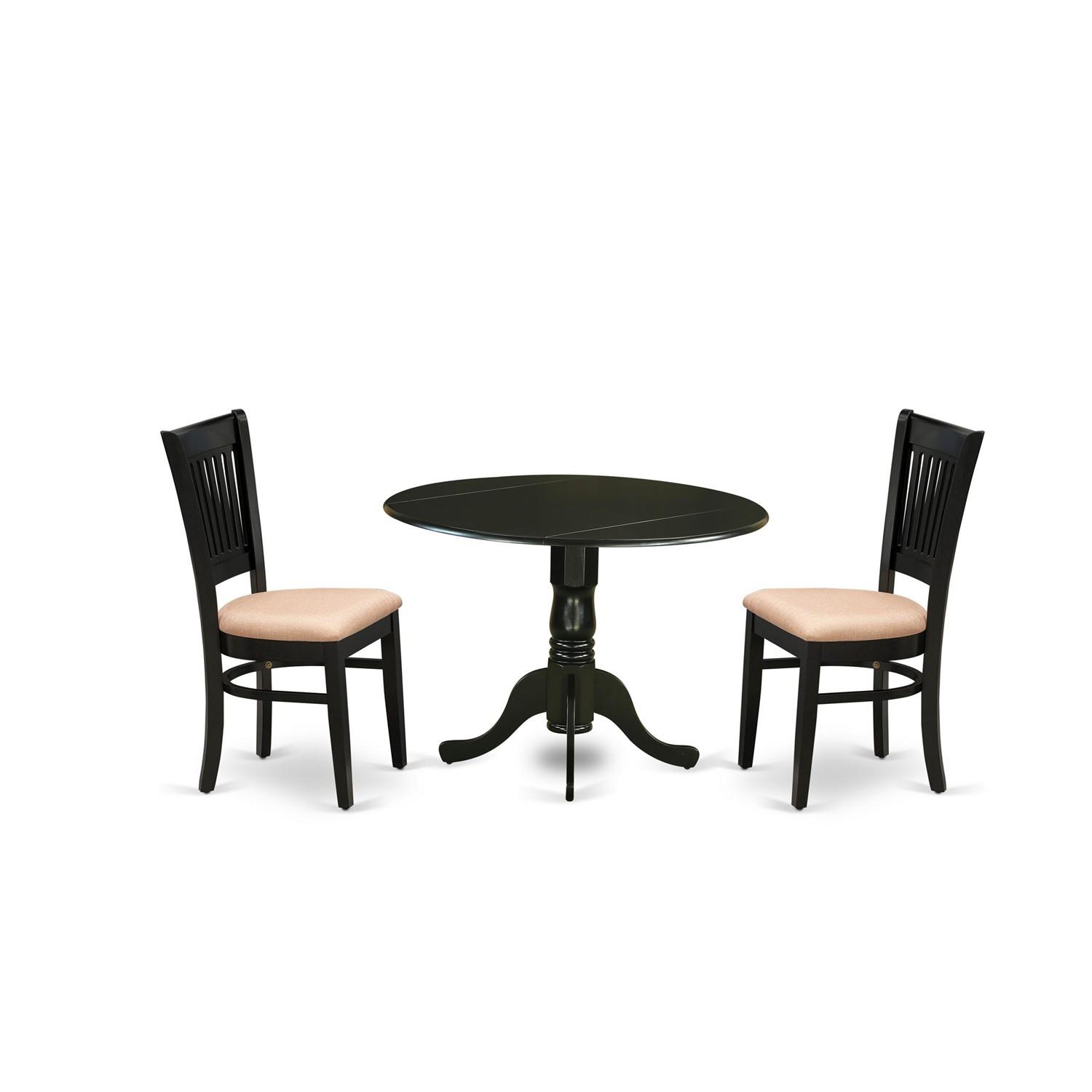 East West Furniture Dublin Wood 3Piece Dining Set With Black DLVA3BLKC