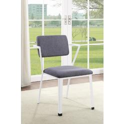 Acme Furniture Dining Chair (Set-2) - Gray Fabric & White Tianjin