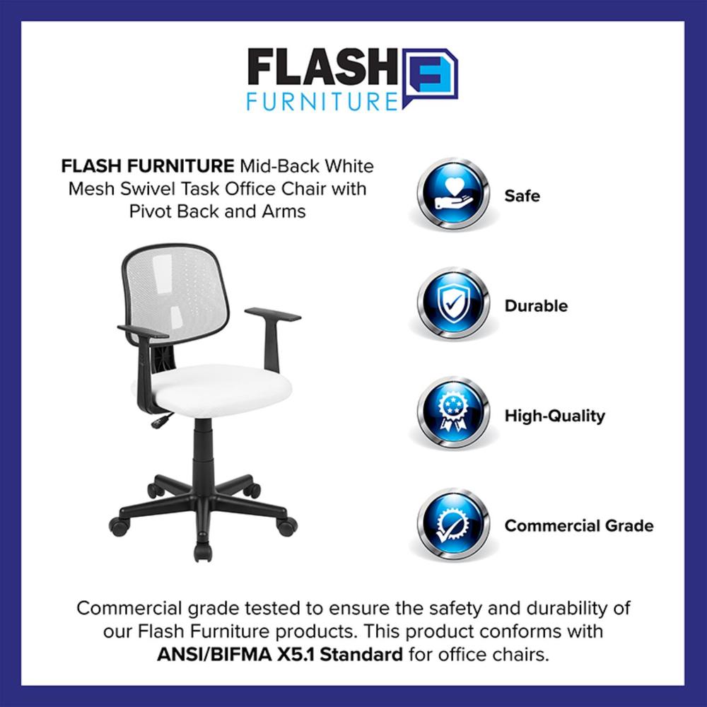 Flash Furniture Mesh Task Office Chair With White Finish LF-134-A-WH-GG