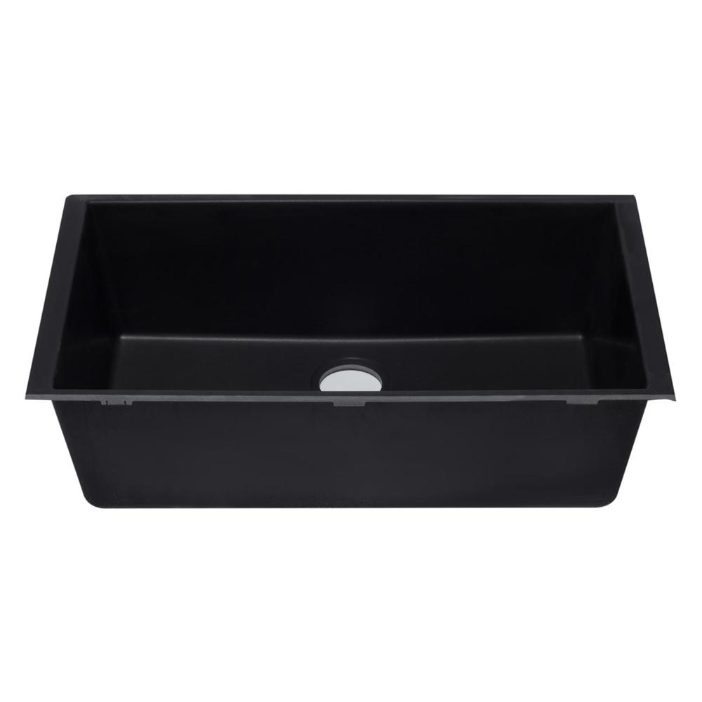 ALFI brand Single Bowl Undermount Granite Composite Kitchen Sink AB3322UM-BLA