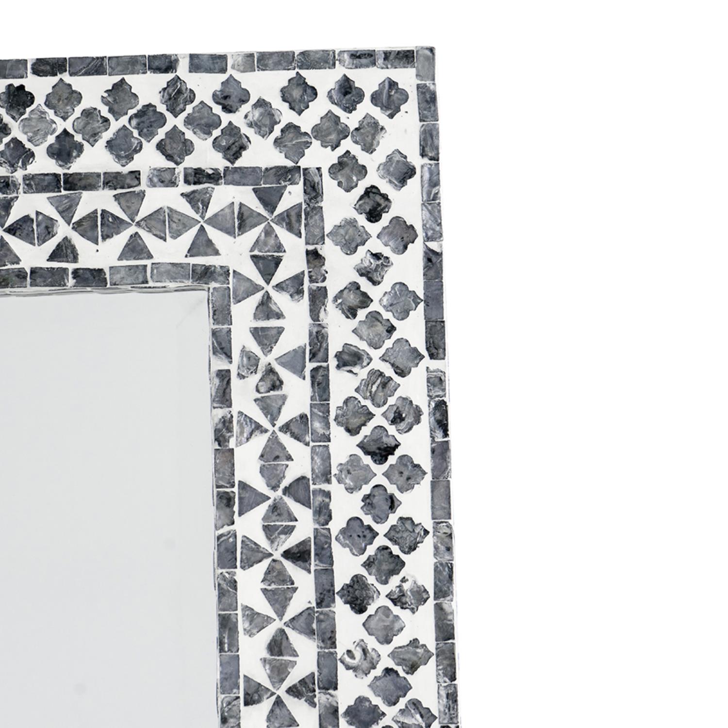 AB Home A&B Home Contemporary Rectangular Capiz Framed Mirror With Black&White 48758