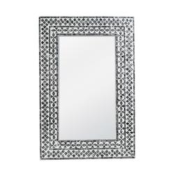AB Home Contemporary Rectangular Capiz Framed Mirror With Black And White 48758