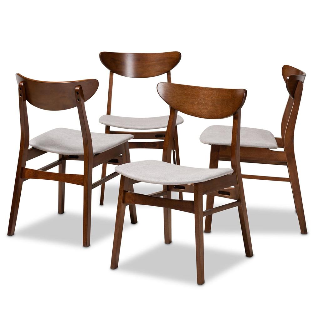Wholesale Interiors Baxton Studio Mid-Century Light Grey And Walnut Brown 4-Piece Dining Chair