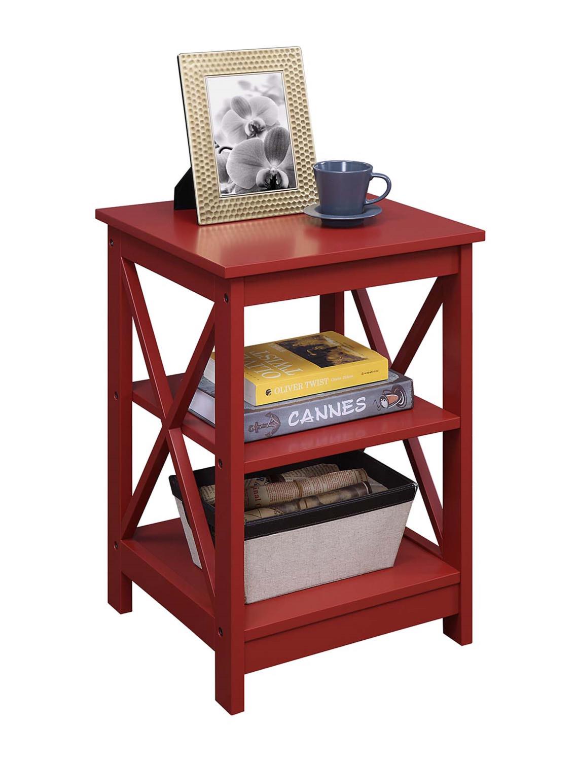 Convenience Concepts Oxford Cranberry Red End Table With Shelves S20-315
