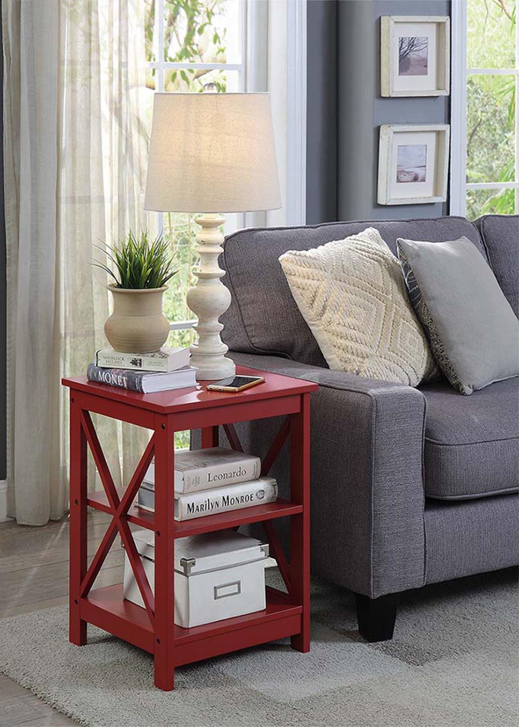 Convenience Concepts Oxford Cranberry Red End Table With Shelves S20-315