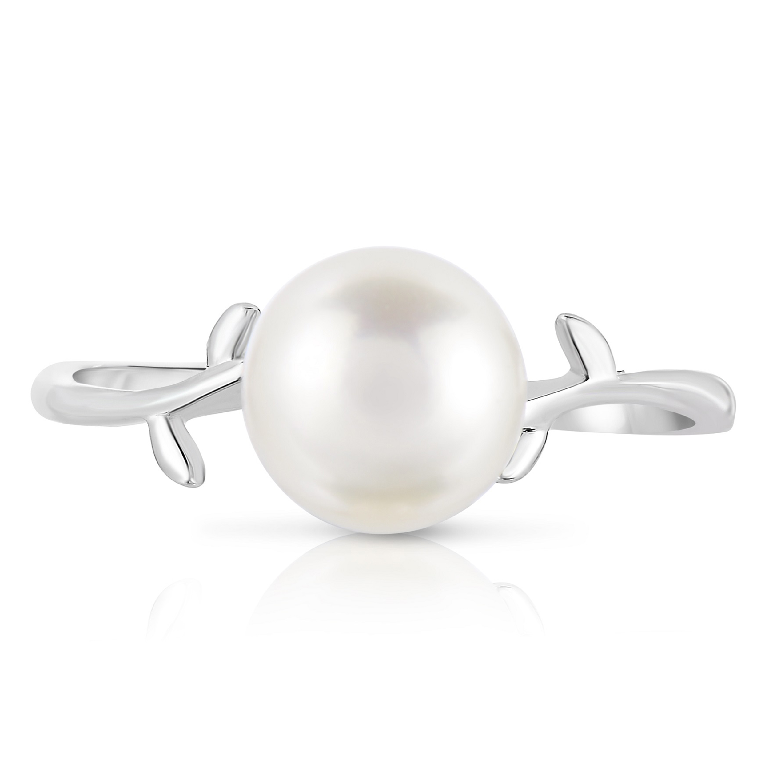 NATALIA DRAKE 7.5mm-8.00mm Cultured Freshwater Pearl Leaf Ring in Sterling Silver