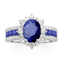 Natalia Drake Sterling Silver Glamorous Precious Oval Blue Sapphire Ring-Sz 7