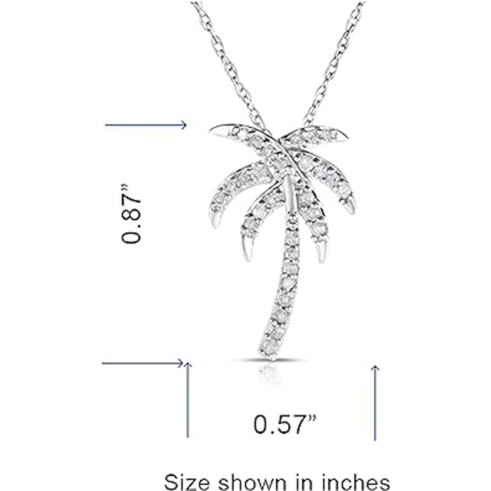 Natalia Drake Sterling Silver Petite Southern California or Florida Palm Tree 1/4 Cttw Genuine Diamond Pendant with 18" Chain