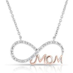 Natalia Drake Two Tone 1/10 CTW Infinity Mom Necklace Pendant in Rhodium Plated Brass