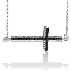 Natalia Drake Sterling Silver Black and White Diamond Cross Collection (Side Cross Pendant)