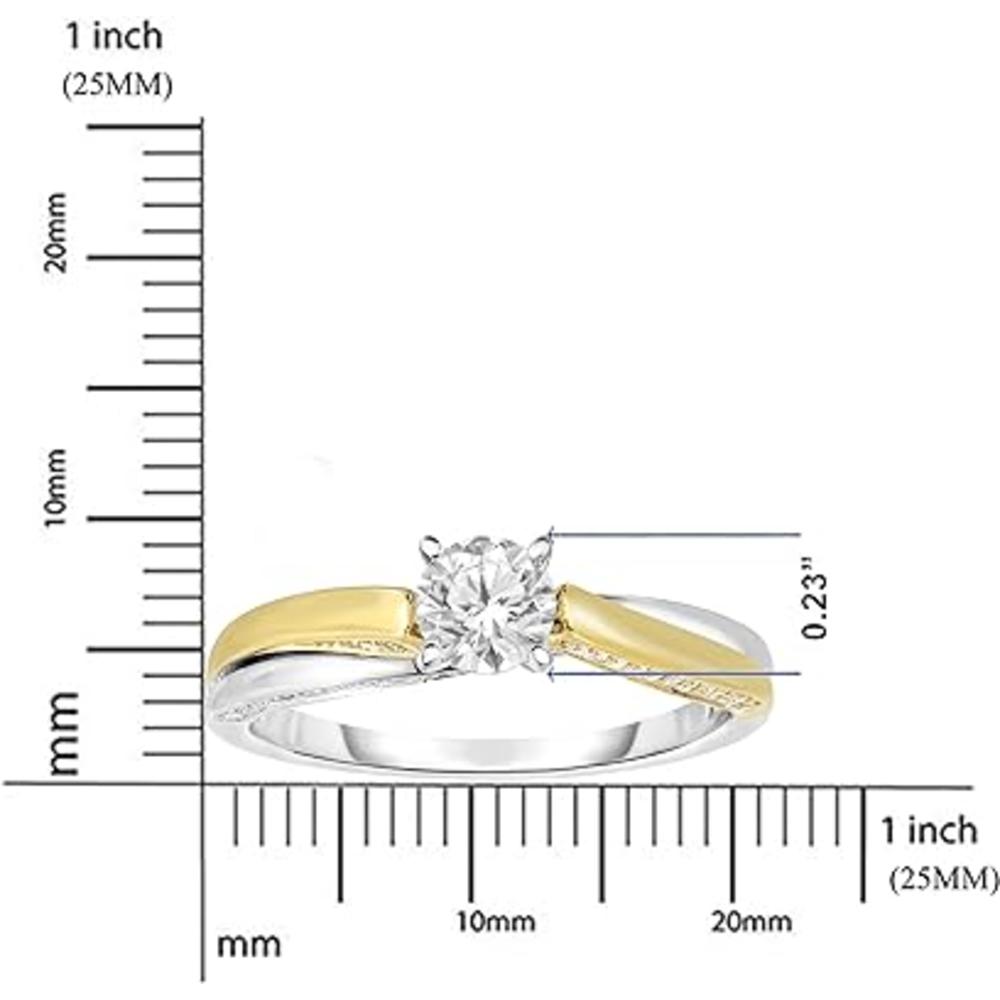 Natalia Drake 14K Two Tone Gold 0.75 CTTW Diamond Solitaire Plus Ring with Profile Stones