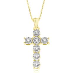 Natalia Drake Petite Yellow Over Sterling Silver Genuine 1/10ctw Diamond Christian Cross Pendant