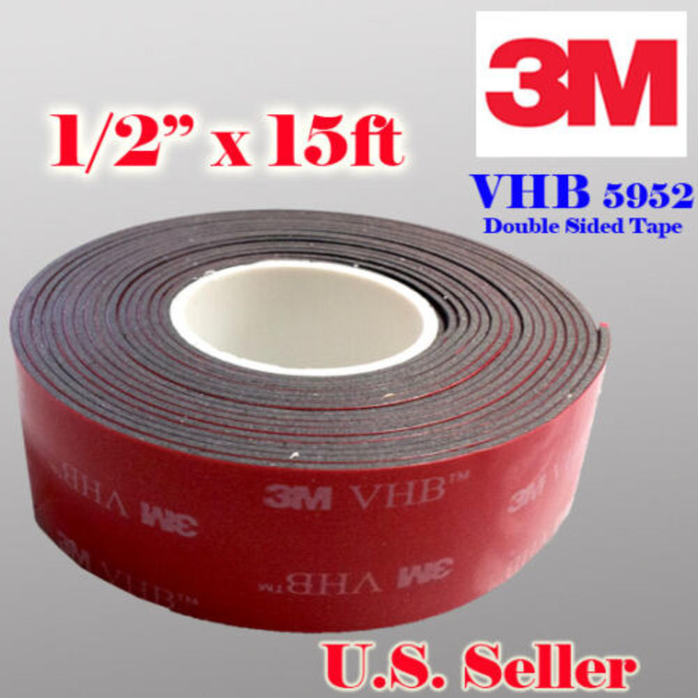 3M 1/2" x 15 ft VHB Double Sided Foam Adhesive Tape 5952 Automotive Mounting Repair Industrial Grade 0.5