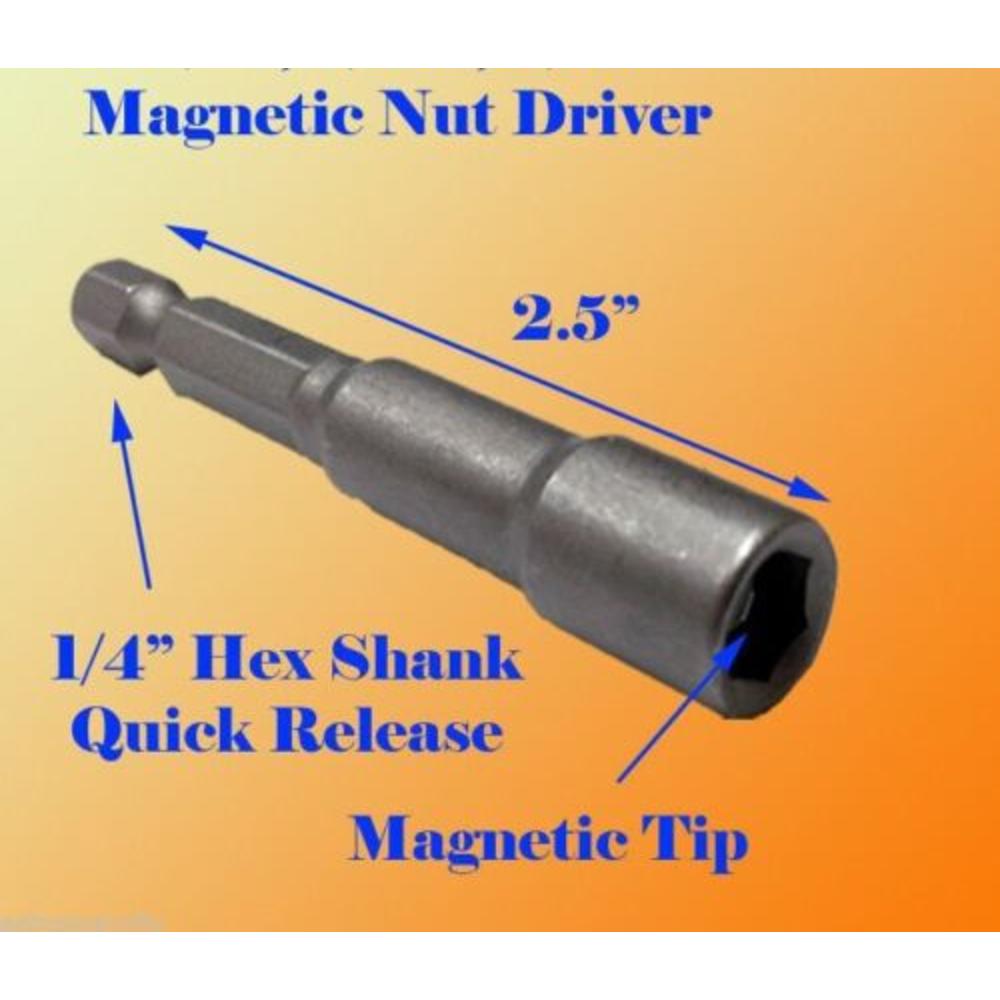 MTP Magnetic 1/4 5/16 3/8 7/16" 1/2" Nut Driver Set Quick Rapid Release Hex Shank Setter