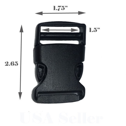 Eshoppercity 10X 1.5 Inch Plastic Black Strap Webbing Side Release Buckle Clasp Craft 3.8 CM  bag, luggage, backpack  clothing, belt