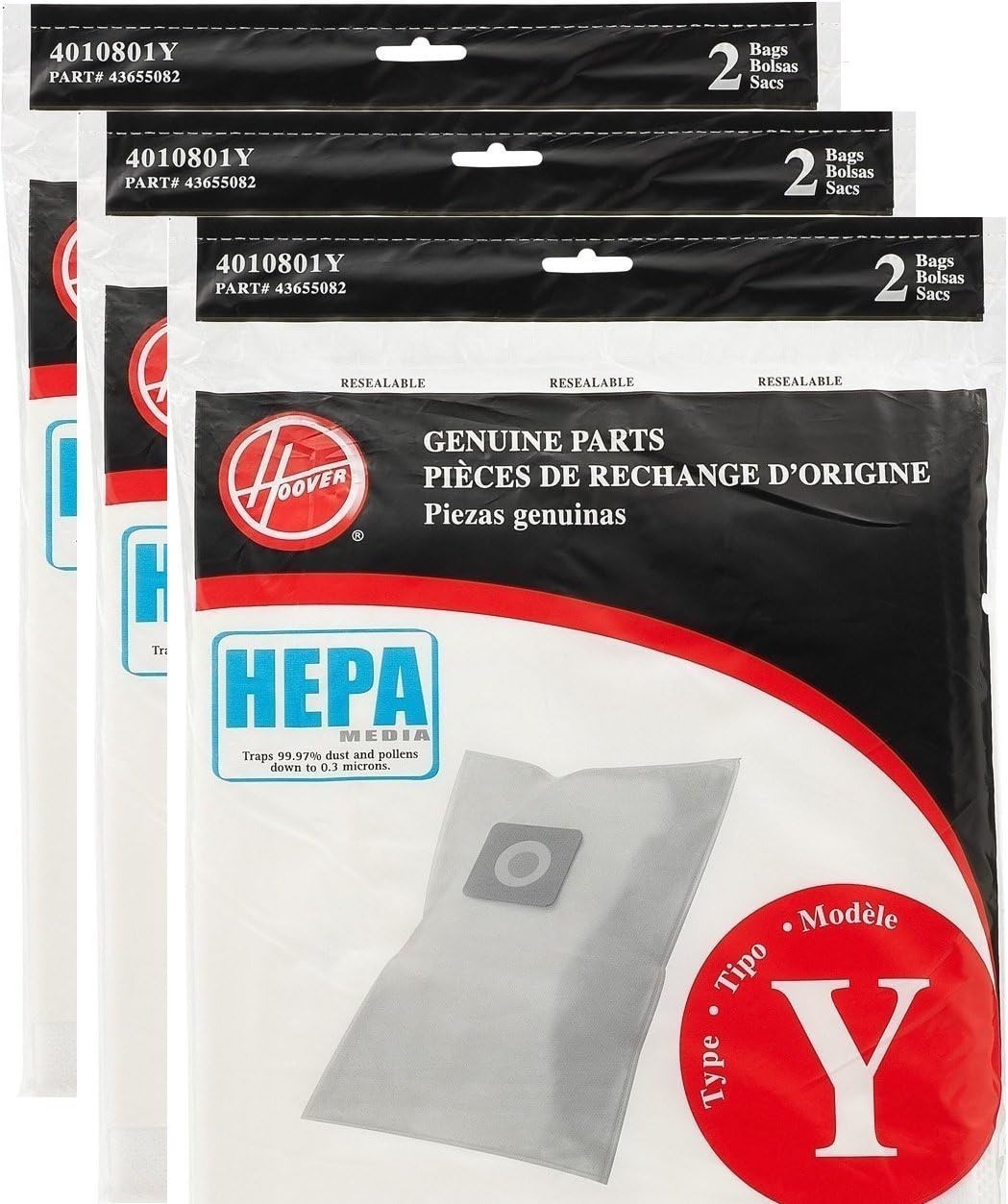 Hoover WindTunnel Y HEPA Pleated Vacuum Filter 6 Bags // AH10040, 902419001
