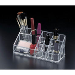 Huang Acrylic Acrylic Lucite Makeup organizer with 12 lipstick holder